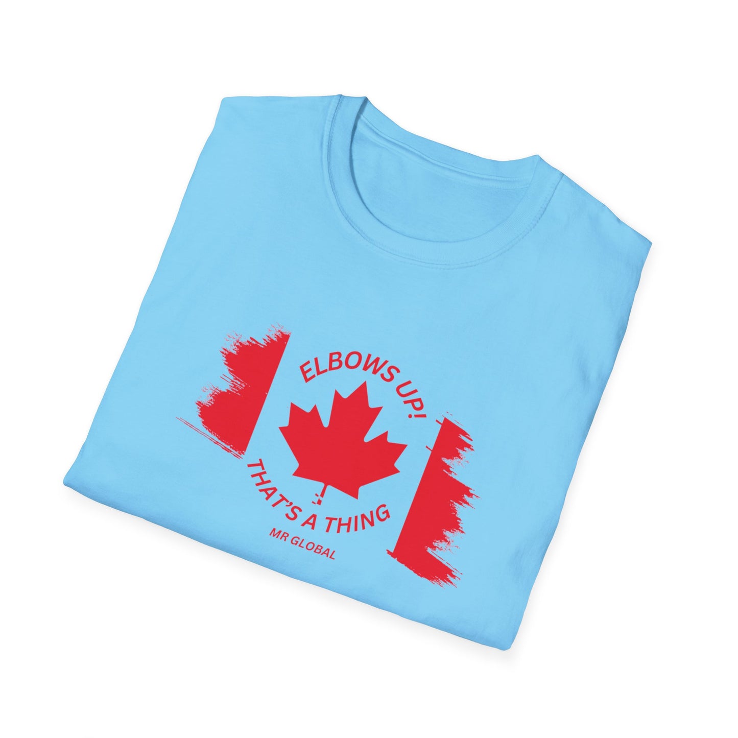 Elbows Up Canadian Flag T-Shirt - Fun Unisex Softstyle Tee