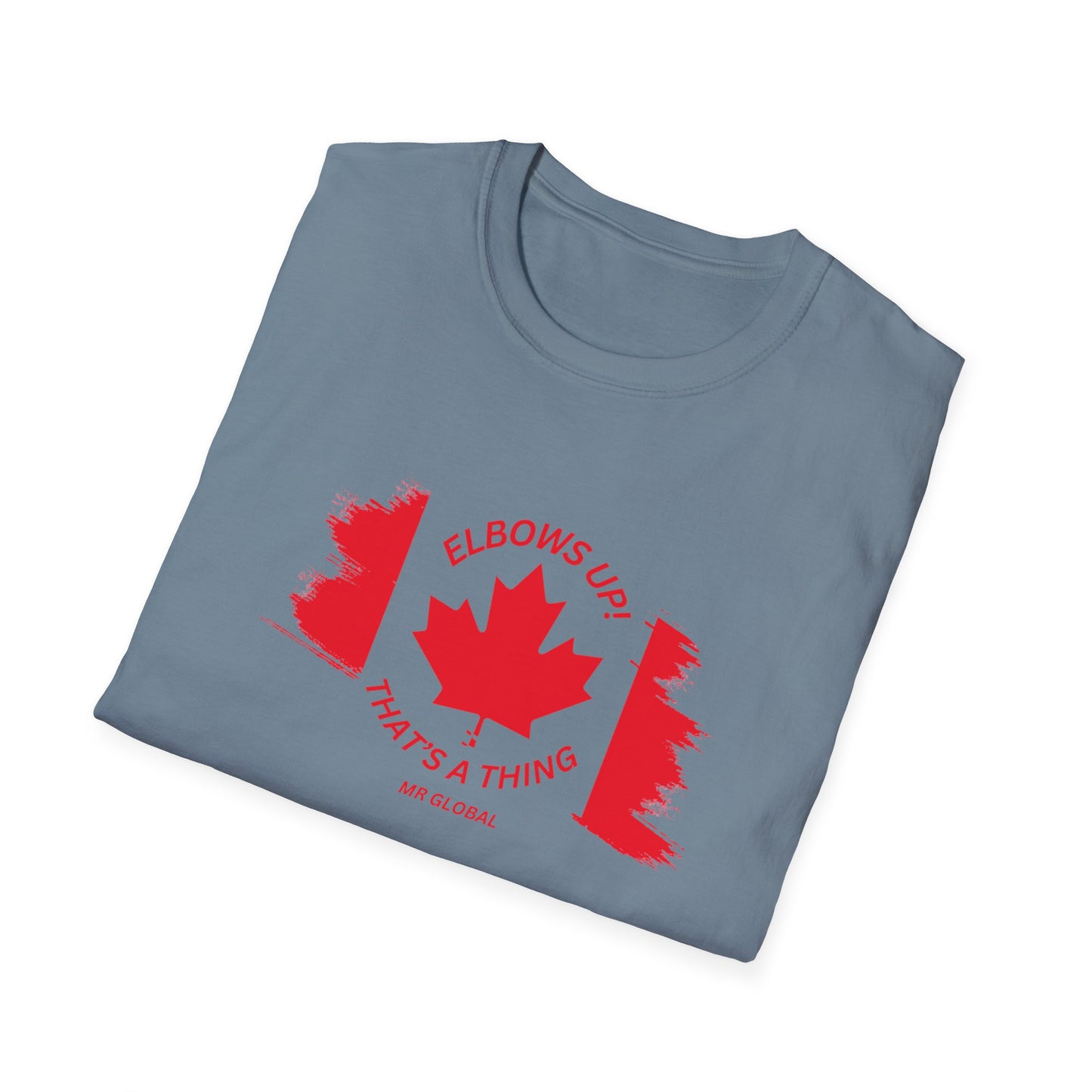 Elbows Up Canadian Flag T-Shirt - Fun Unisex Softstyle Tee