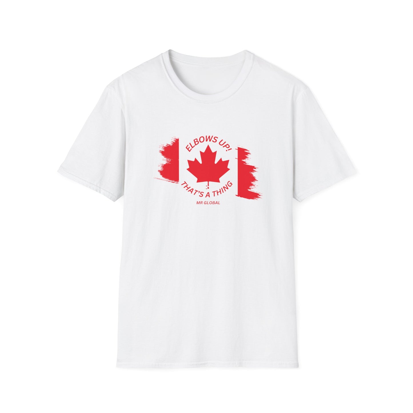 Elbows Up Canadian Flag T-Shirt - Fun Unisex Softstyle Tee