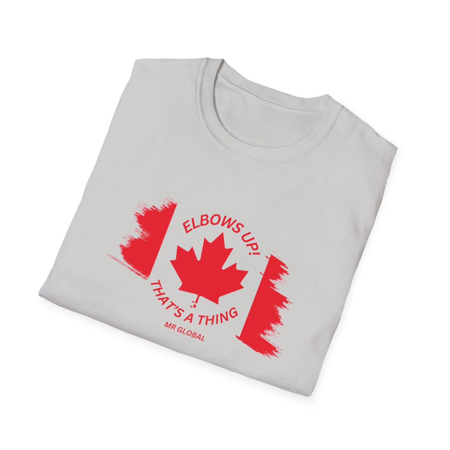 Elbows Up Canadian Flag T-Shirt - Fun Unisex Softstyle Tee