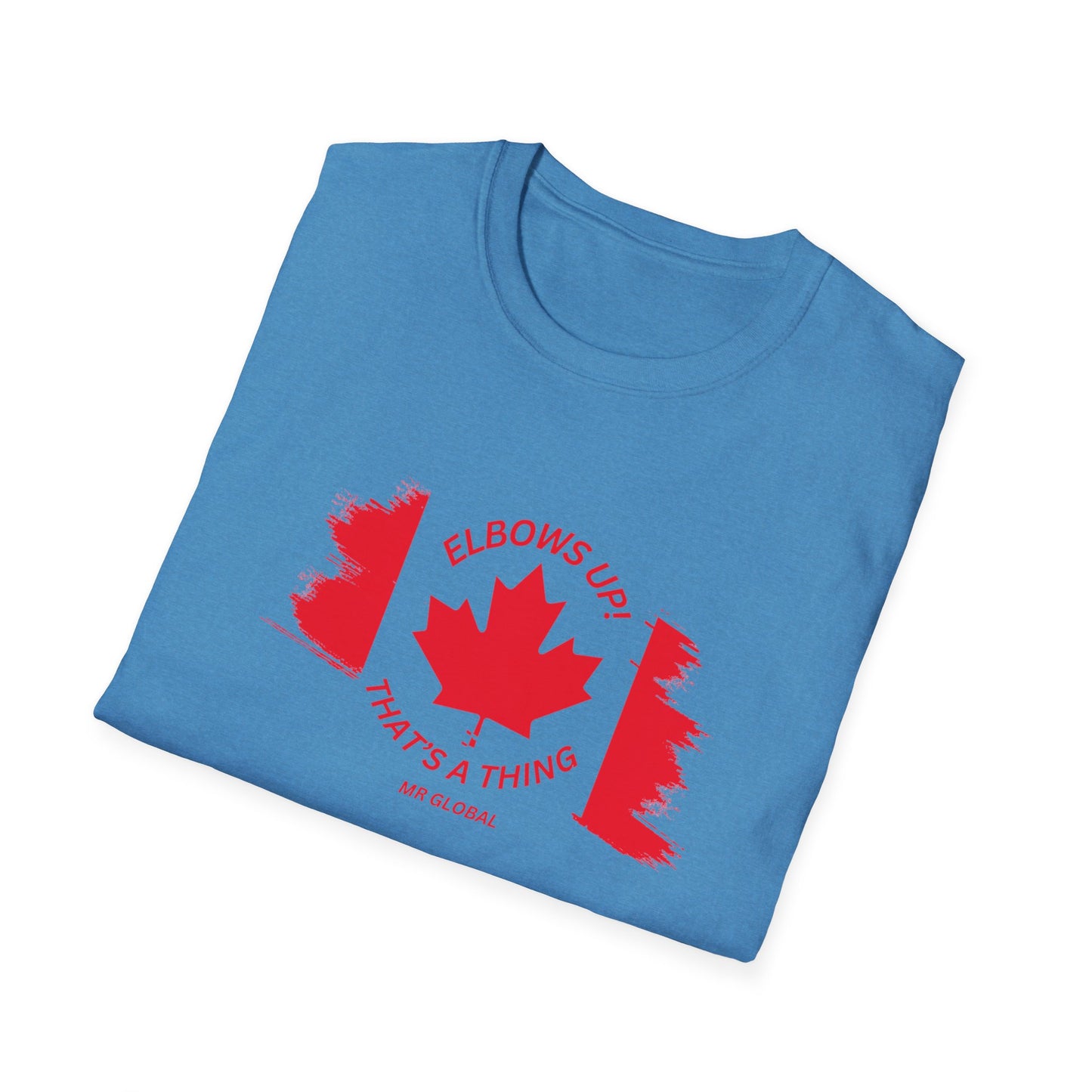 Elbows Up Canadian Flag T-Shirt - Fun Unisex Softstyle Tee
