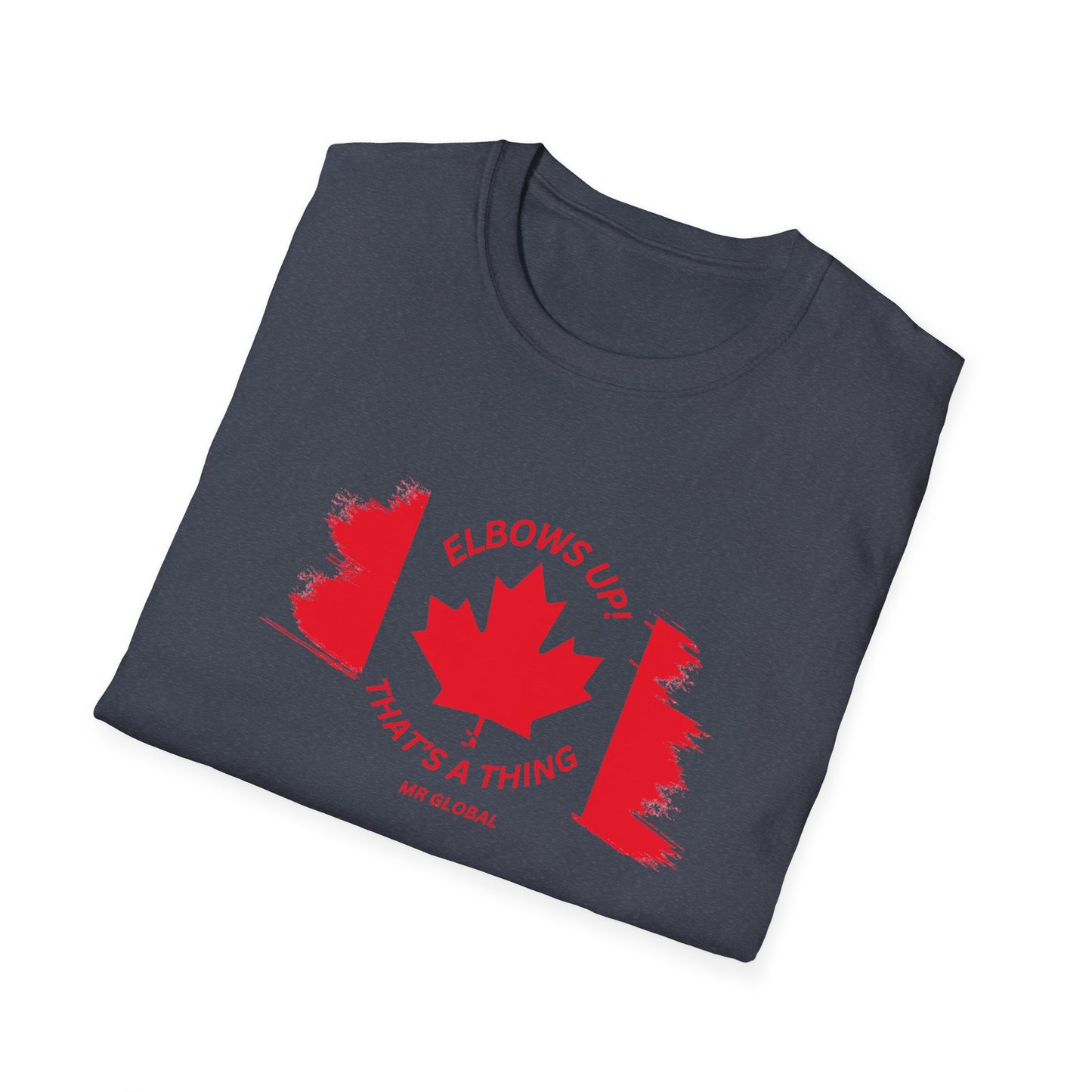 Elbows Up Canadian Flag T-Shirt - Fun Unisex Softstyle Tee