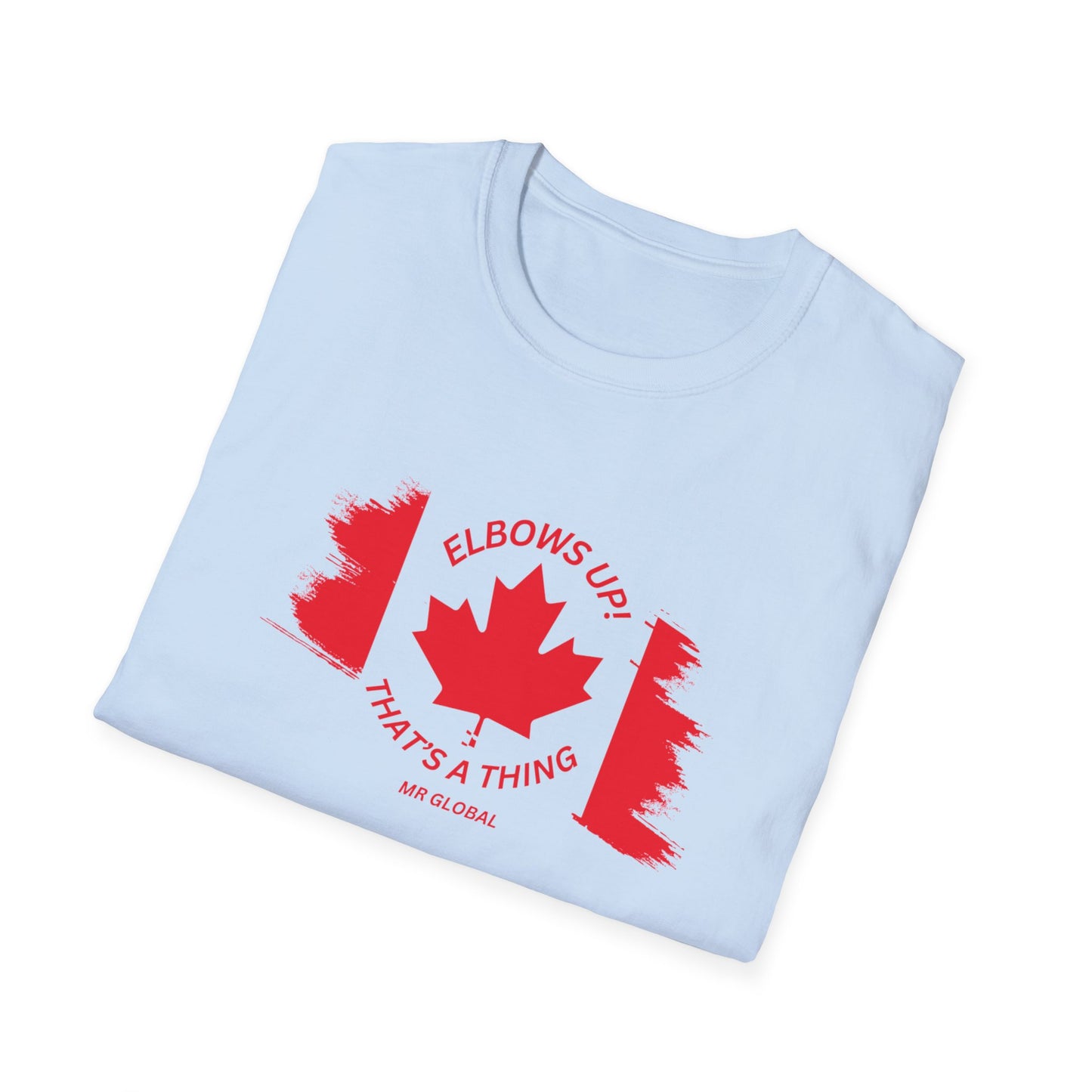 Elbows Up Canadian Flag T-Shirt - Fun Unisex Softstyle Tee