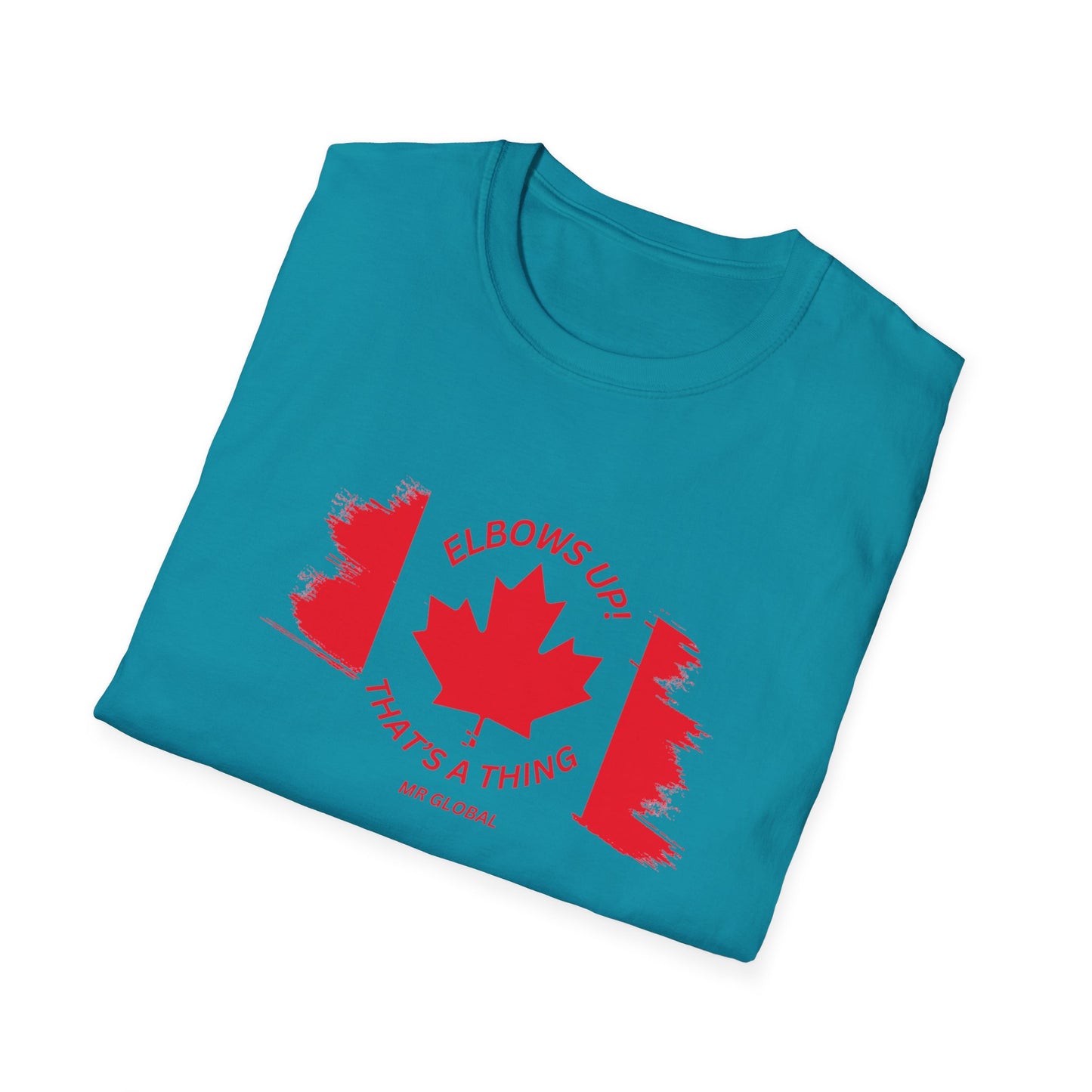 Elbows Up Canadian Flag T-Shirt - Fun Unisex Softstyle Tee