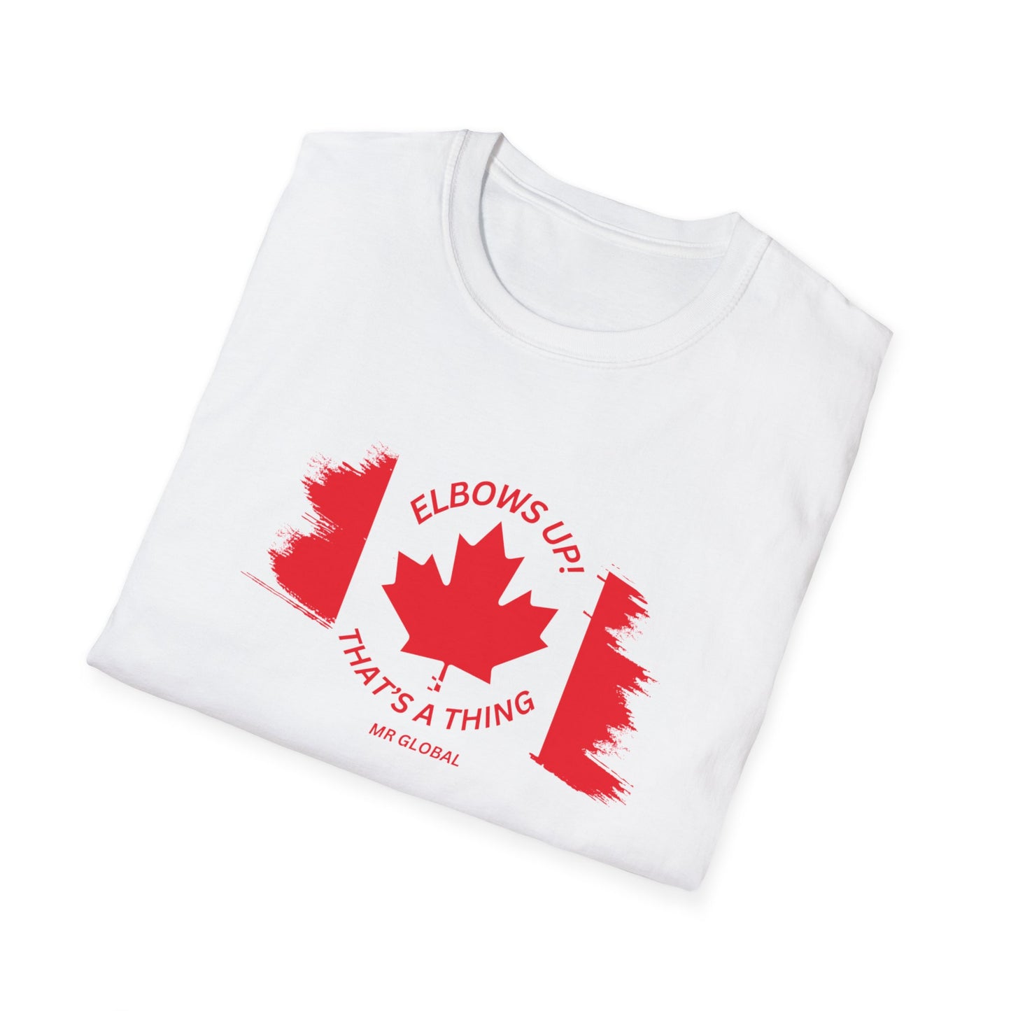 Elbows Up Canadian Flag T-Shirt - Fun Unisex Softstyle Tee