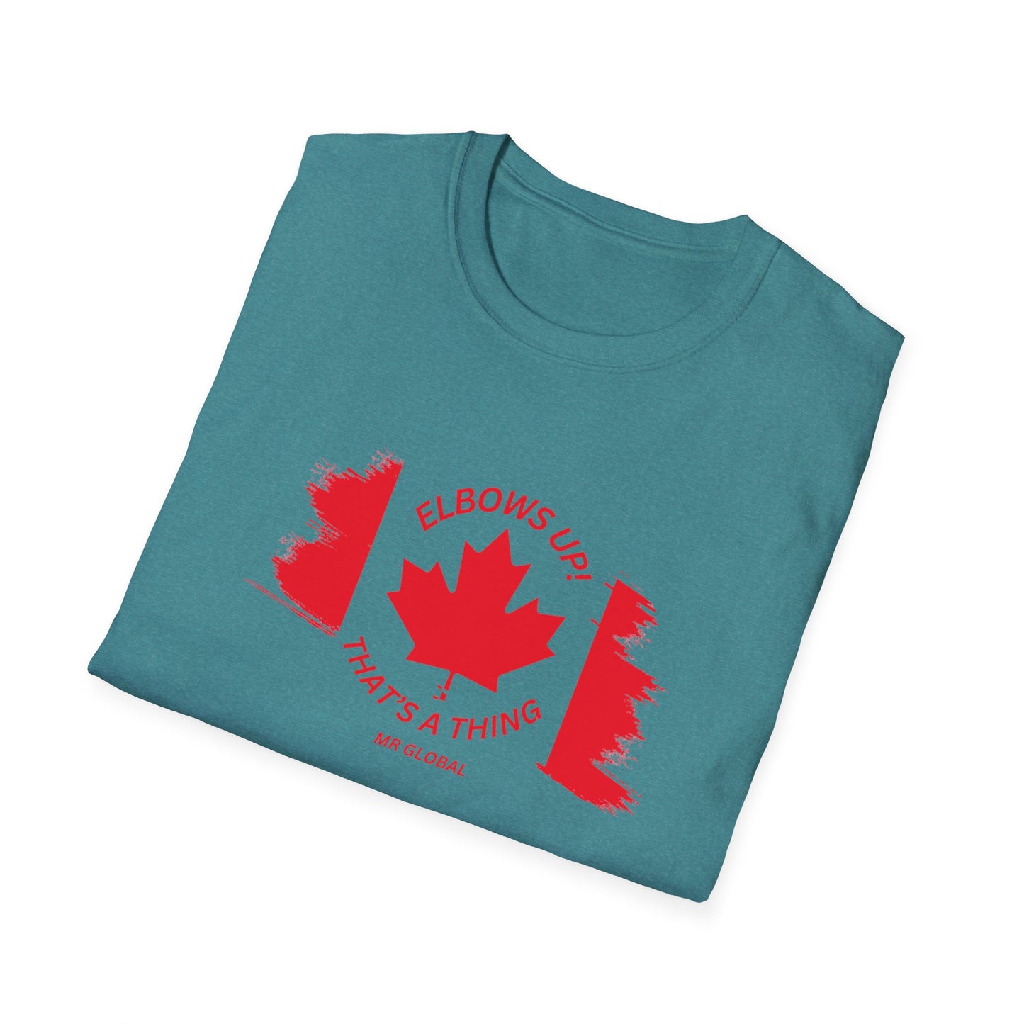 Elbows Up Canadian Flag T-Shirt - Fun Unisex Softstyle Tee