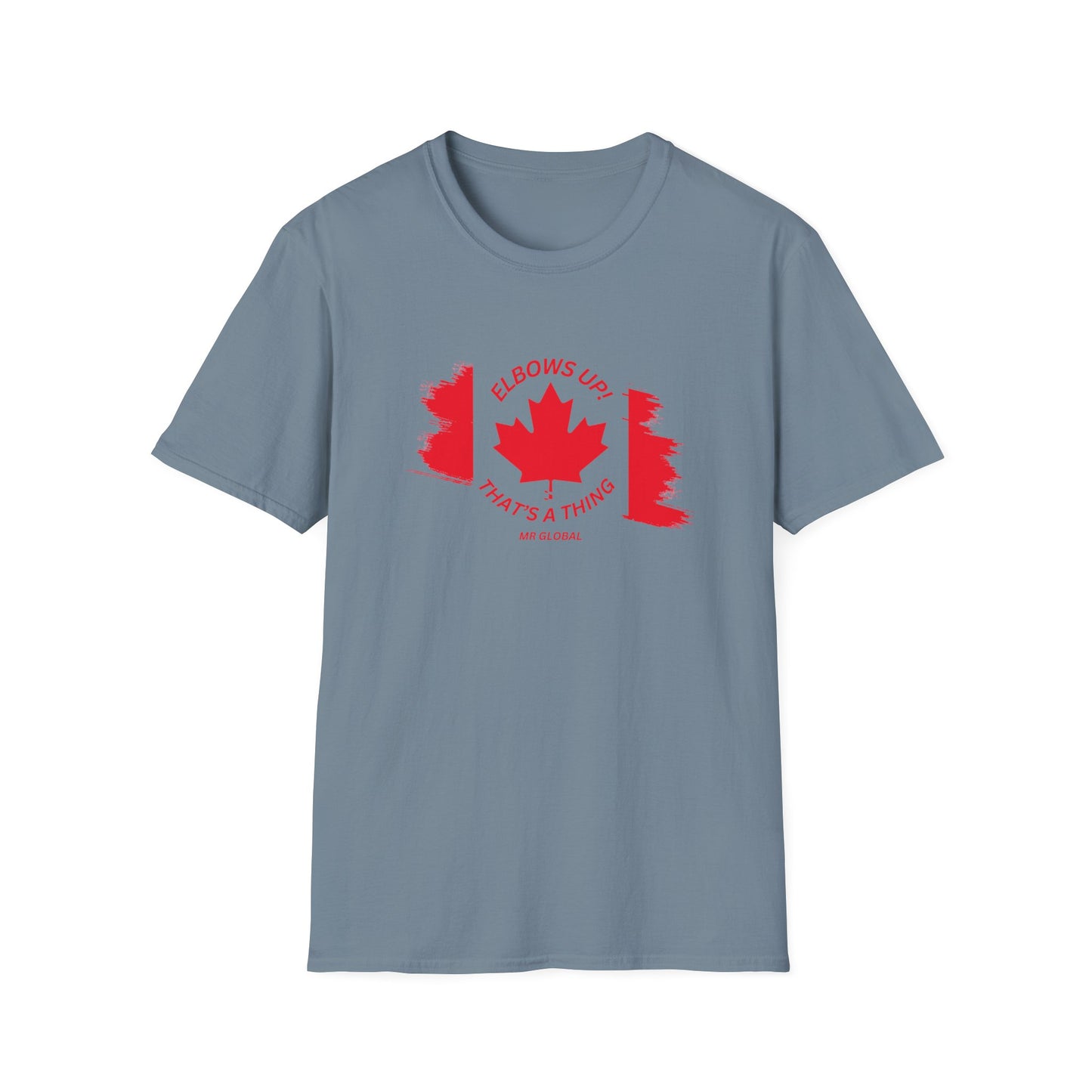 Elbows Up Canadian Flag T-Shirt - Fun Unisex Softstyle Tee