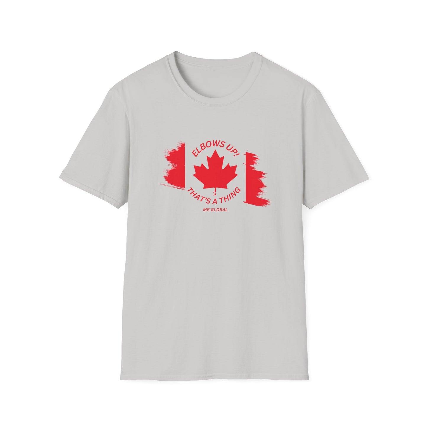 Elbows Up Canadian Flag T-Shirt - Fun Unisex Softstyle Tee