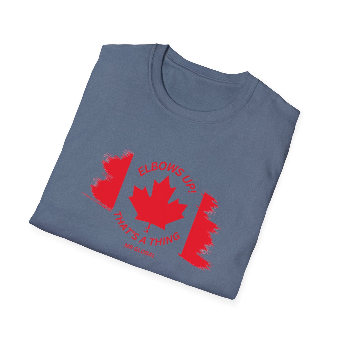 Elbows Up Canadian Flag T-Shirt - Fun Unisex Softstyle Tee