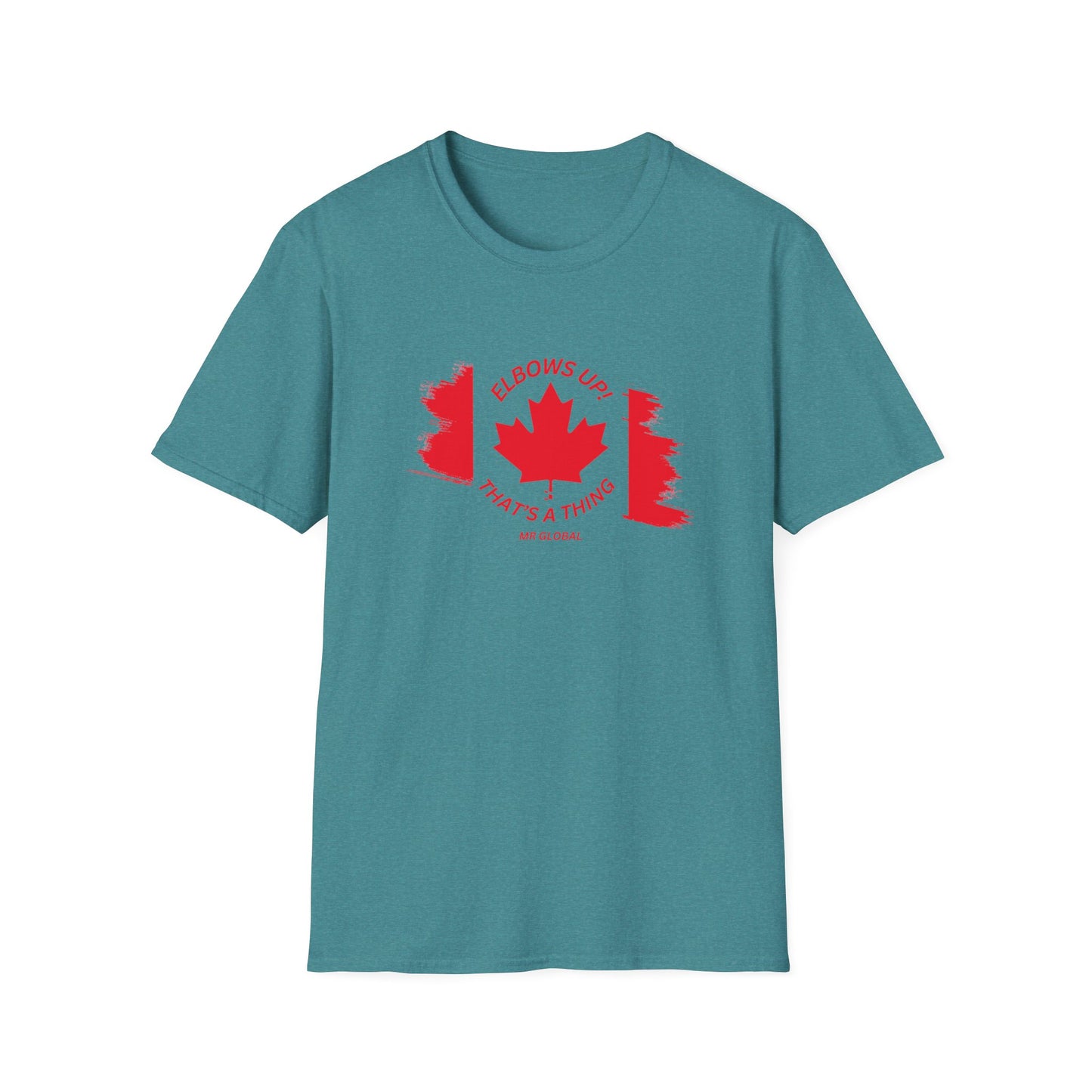 Elbows Up Canadian Flag T-Shirt - Fun Unisex Softstyle Tee