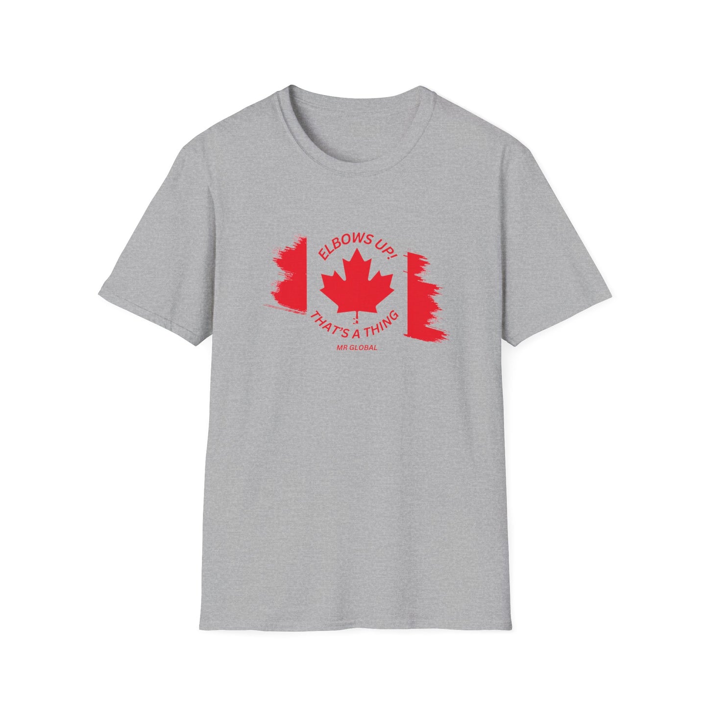 Elbows Up Canadian Flag T-Shirt - Fun Unisex Softstyle Tee