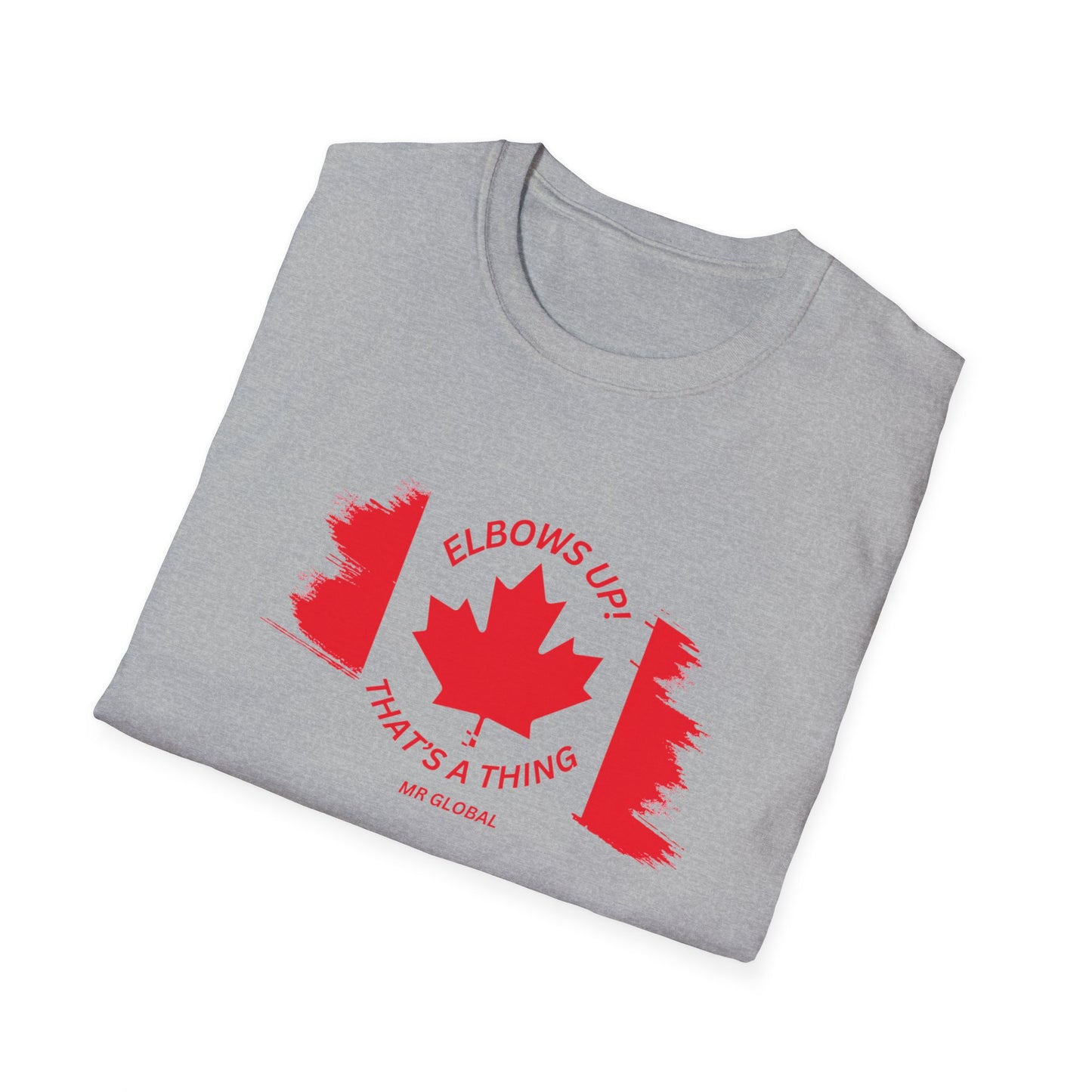 Elbows Up Canadian Flag T-Shirt - Fun Unisex Softstyle Tee