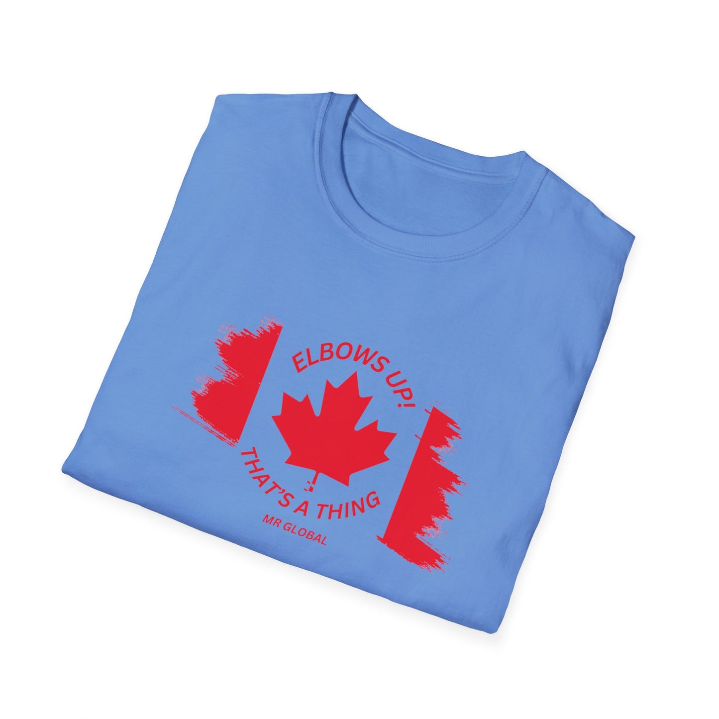 Elbows Up Canadian Flag T-Shirt - Fun Unisex Softstyle Tee